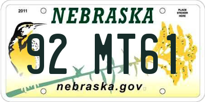 NE license plate 92MT61
