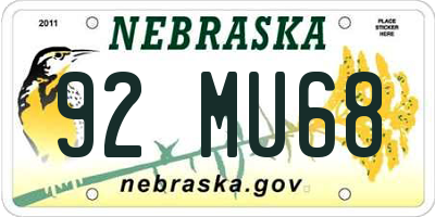 NE license plate 92MU68
