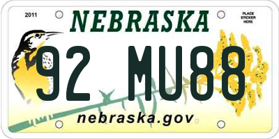 NE license plate 92MU88
