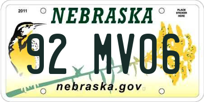 NE license plate 92MV06