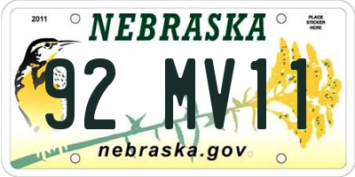 NE license plate 92MV11