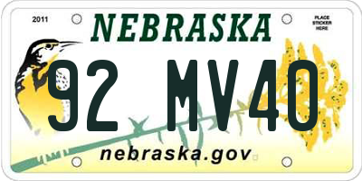 NE license plate 92MV40