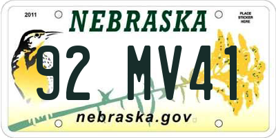 NE license plate 92MV41