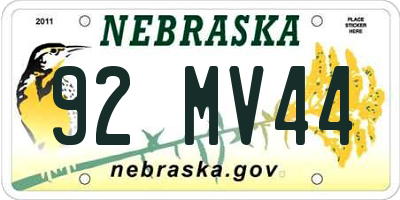 NE license plate 92MV44