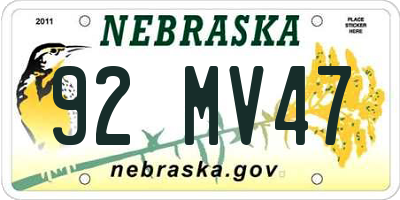 NE license plate 92MV47