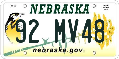 NE license plate 92MV48