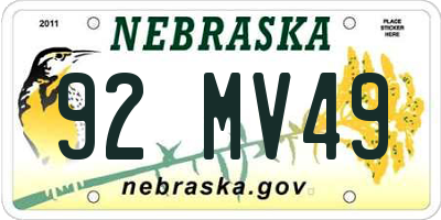 NE license plate 92MV49