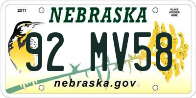 NE license plate 92MV58