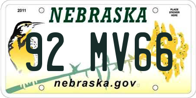 NE license plate 92MV66