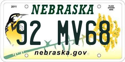 NE license plate 92MV68
