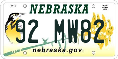 NE license plate 92MW82