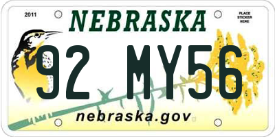 NE license plate 92MY56