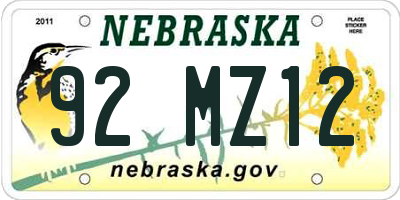 NE license plate 92MZ12