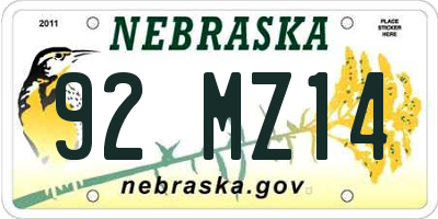 NE license plate 92MZ14