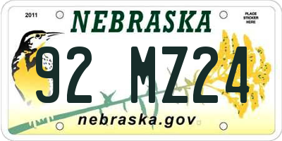 NE license plate 92MZ24