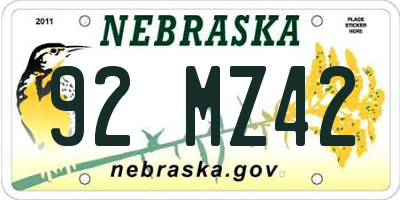 NE license plate 92MZ42