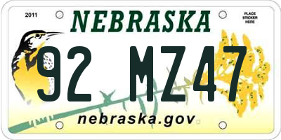 NE license plate 92MZ47