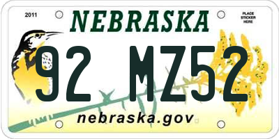 NE license plate 92MZ52