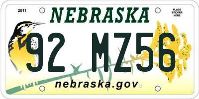 NE license plate 92MZ56