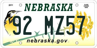 NE license plate 92MZ57