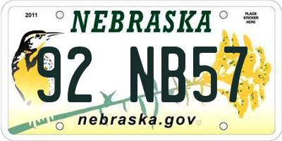 NE license plate 92NB57