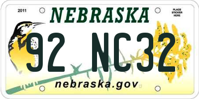 NE license plate 92NC32