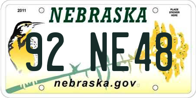 NE license plate 92NE48