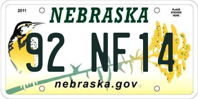 NE license plate 92NF14