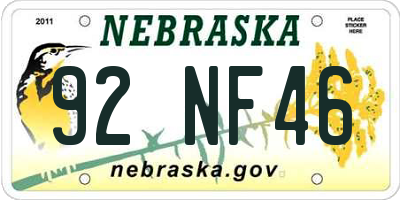 NE license plate 92NF46