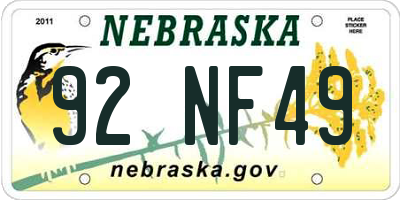 NE license plate 92NF49