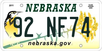 NE license plate 92NF74