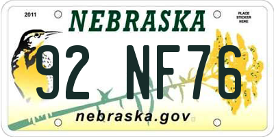 NE license plate 92NF76