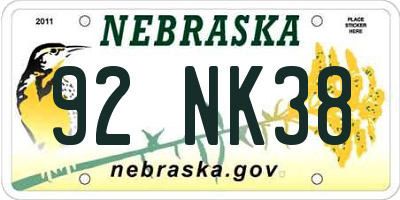 NE license plate 92NK38