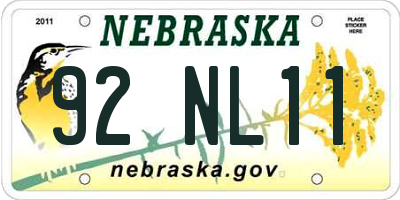 NE license plate 92NL11