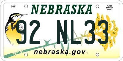 NE license plate 92NL33