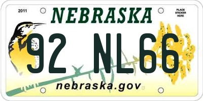 NE license plate 92NL66