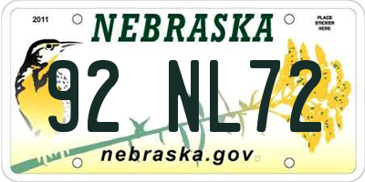NE license plate 92NL72