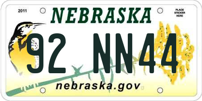NE license plate 92NN44