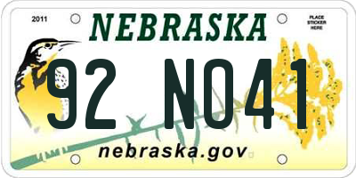 NE license plate 92NO41