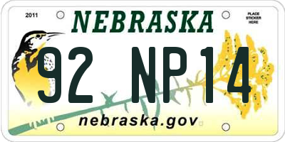 NE license plate 92NP14