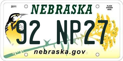 NE license plate 92NP27