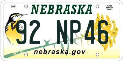 NE license plate 92NP46