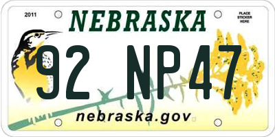 NE license plate 92NP47