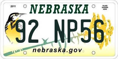 NE license plate 92NP56