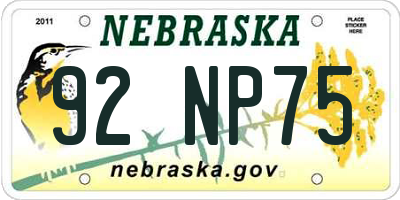 NE license plate 92NP75