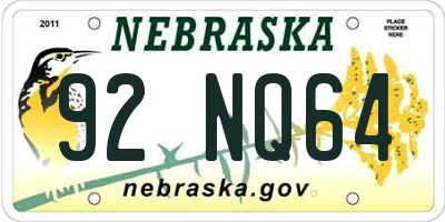 NE license plate 92NQ64