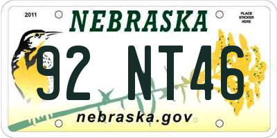 NE license plate 92NT46