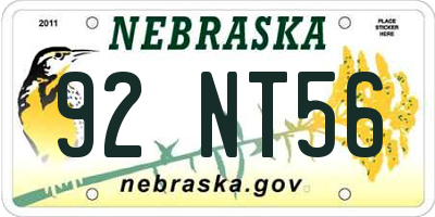 NE license plate 92NT56