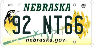 NE license plate 92NT66