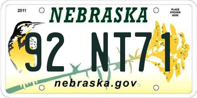 NE license plate 92NT71